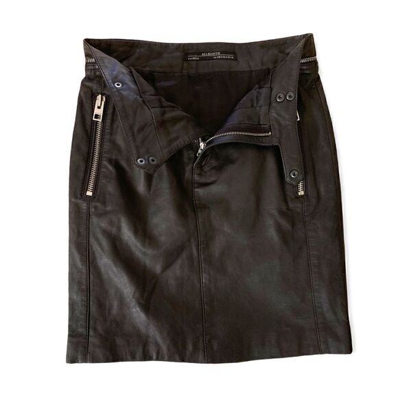 ❤️SOLD❤️ALL SAINTS Genuine Black Leather Skirt |Size: US 4| - Picture 9 of 12